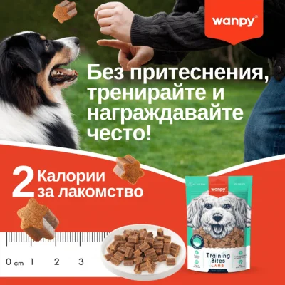 Wanpy Training Bites - лакомства за кучета с агнешко месо, подходящи за тренировка, 100 г