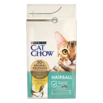 PURINA CAT CHOW Hairball Control с Naturium - суха гранулирана храна за котки, против топки косми, с пилешко месо