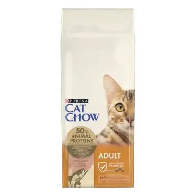 PURINA CAT CHOW ADULT - суха гранулирана храна за котки, със сьомга и риба тон