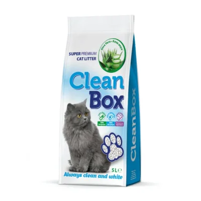 Clean Box Super Premium, ароматизирана котешка тоалетна, фин бял бентонит, Алое Вера, 5 л, Брой