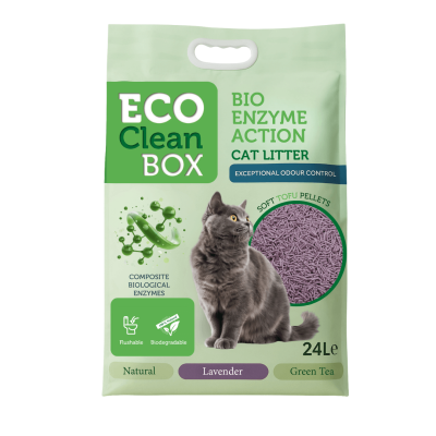 Eco Clean Box Тофу котешка тоалетна аромат ЛАВАНДУЛА, 10кг / 24л, Брой