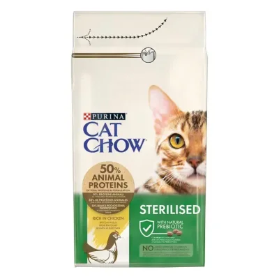 PURINA CAT CHOW Sterilised с Naturium - суха гранулирана храна за кастрирани котки, с пилешко месо
