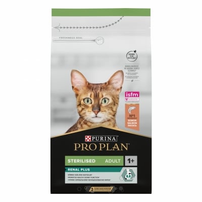 Purina Pro Plan Sterilised Renal Plus Adult - суха храна за кастрирани котки в зряла възраст, за здравето на бъбреците, със сьомга