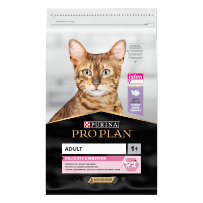 Purina Pro Plan Delicate Digestion Adult - суха храна за котки в зряла възраст с чувствителен стомах, пуешко месо