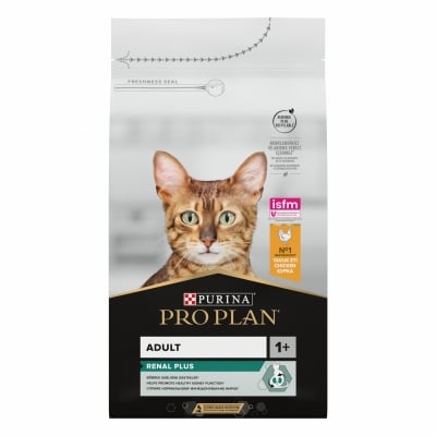 Purina Pro Plan Renal Plus Adult - суха храна за котки в зряла възраст, подпомага здравето на бъбреците, с пилешко, 1.5 кг