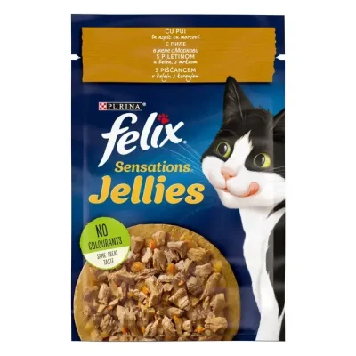 Purina Felix Sensations Adult - пауч за котки, различни вкусове меса в желе, 26х85 г