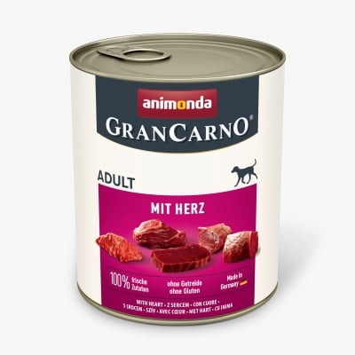 Gran Carno Dog Adult - консервирана храна за кучета, със сърчица, 800 г