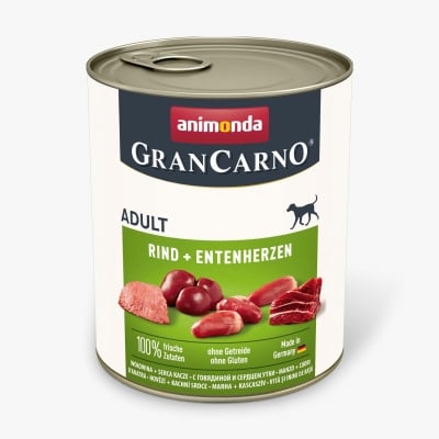 Gran Carno Adult  - консервирана храна за кучета, говеждо + пат.сърца 800 г