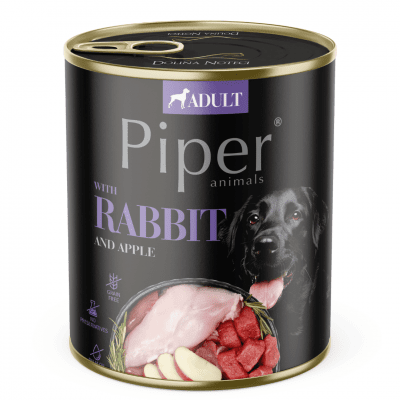 Piper Adult Dog – консервирана храна за кучета със заешко месо и ябълки, 800 г