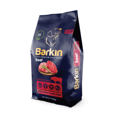 Barkin High Premium Beef суха храна за израснали кучета от всички породи, с говеждо, 15 кг