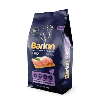 Barkin High Premium Junior суха храна за малки кученца от всички породи, с пуешко, 15 кг