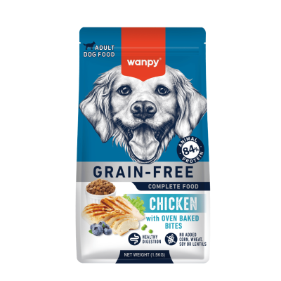 Wanpy Grain Free - суха гранулирана храна за кучета, без зърно, с пилешко, 1.5 кг