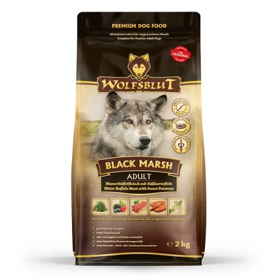 Wolfsblut Black Marsh Adult - суха гранулирана храна за кучета, без зърно, с воден бивол и сладки картофи
