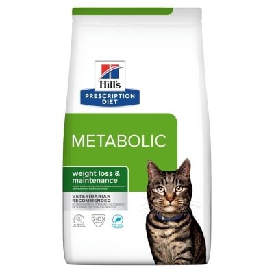 Hill's Prescription Diet Feline Metabolic - лечебна суха храна за котки, за намаляване и поддържане на наднорменото тегло при котки, с риба тон