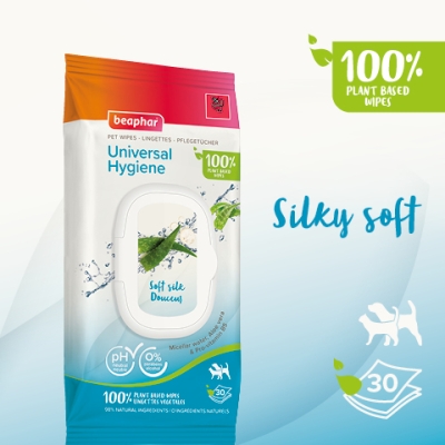 Beaphar Pet Wipes биоразградими мокри кърпички за кучета и котки, с алое вера, 30 бр.