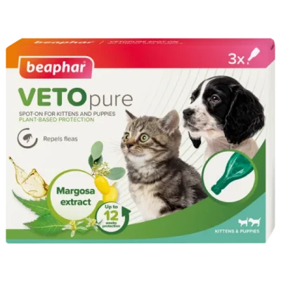 Beaphar Veto Pure Spot-on репелентни капки за малки кученца и котки 3х0,4мл