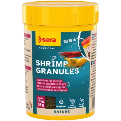 sera Shrimps Granules Nature - храна на гранули за сладководни и соленоводни скариди, със спирулина и шишарки от елша