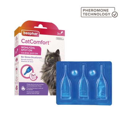 Beaphar CatComfort Calming Spot-On - успокояващи пипети с феромони за котки, 3 броя в опаковка