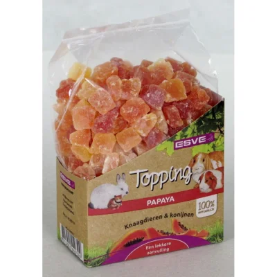 ESVE Papaya Topping - лакомство за зайци и гризачи, топинг парченца папая, 250 г