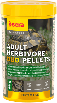 sera Tortoise Adult Herbivore Duo Pellets - двукомпонентна храна за растителноядни влечуги