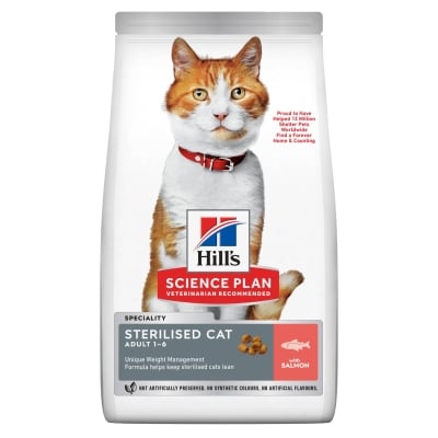 Hill's Science Plan Feline Sterilised Salmon - суха храна храна за кастрирани котки, със сьомга 