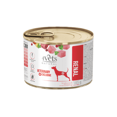 4Vets Dog Natural Kidney Support консервирана храна за  кучета, при бъбречни проблеми, 185 г, Стек