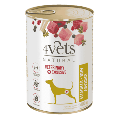 4Vets Dog Natural Urinary консервирана храна за кучета, при проблеми с уринарния тракт, 400 г, Стек