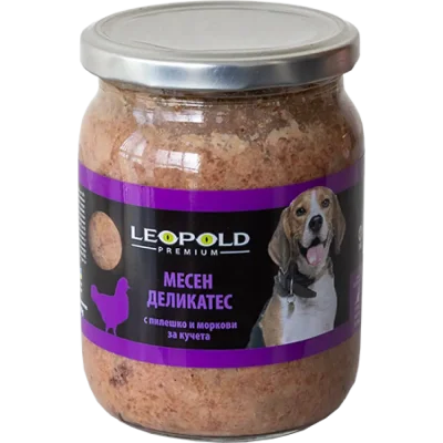 Leopold Dog консервира храна за кучета, различни вкусове, буркан, 6х500 г