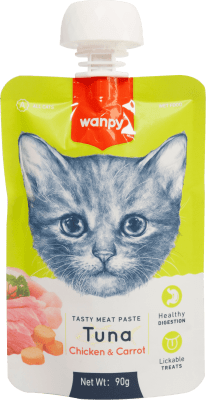 Wanpy Tasty Cat - месна паста с риба тон, пиле и морков , 90 г, Стек