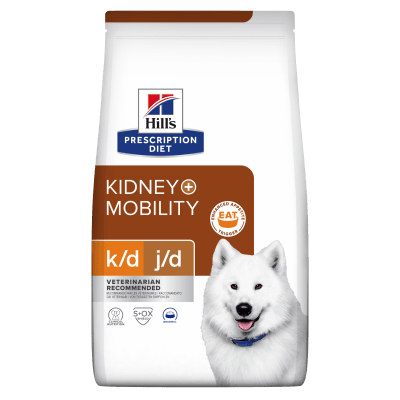 Hill's Prescription Diet Canine k/d Mobility - лечебна суха храна за кучета, при бъбречна недостатъчност и ставни проблеми, с пилешко, 12 кг