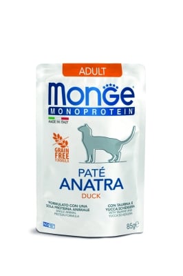 Monge Monoprotein Adult Cat - паучове за израснали котки, моно-протениови рецепти, 28х85 г