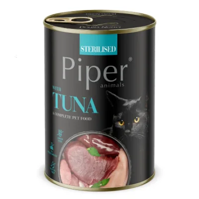 Piper Cat – консервирана храна за кастрирани котки, различни вкусове, 400 г