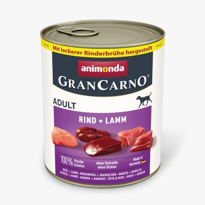 Gran Carno Dog Adult консервирана храна за кучета с говеждо и агнешко, 800 г
