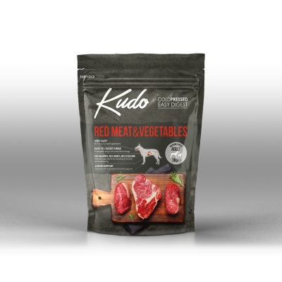 Kudo Low Grain Red Meat Medium&Maxi Adult - студено пресована храна с говеждо и свинско, за кучета от средни и едри породи над 1 г., 3 кг, Брой