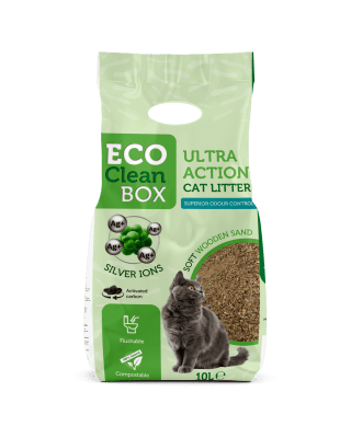Eco Clean Box Ultra action мека дървесна постелка, сребърни йони, 10 л, Брой