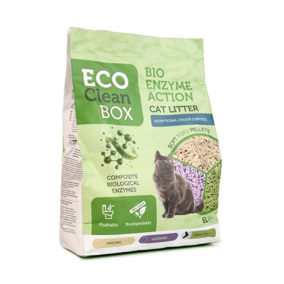 Eco Clean Box Тофу котешка тоалетна аромат НАТУРАЛ, 2.5кг / 6л, Брой
