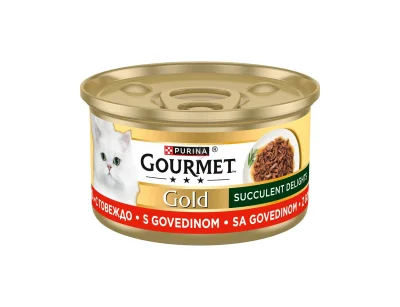 Purina Gourmet Gold - консервирана храна за котки, месни хапки в сос, различни вкусове, 24x85 г