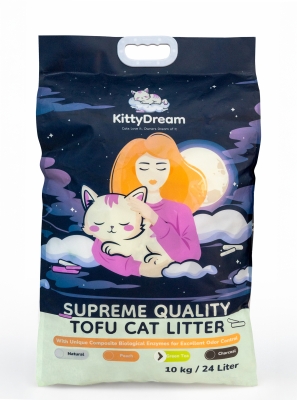 KittyDream соева котешка тоалетна аромат ПРАСКОВА, 10кг / 24л, 2 х 24 л