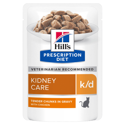 Hill's Prescription Diet Feline k/d Chicken - лечебна храна за котки, пауч, при остра и хронична бъбречна недостатъчност