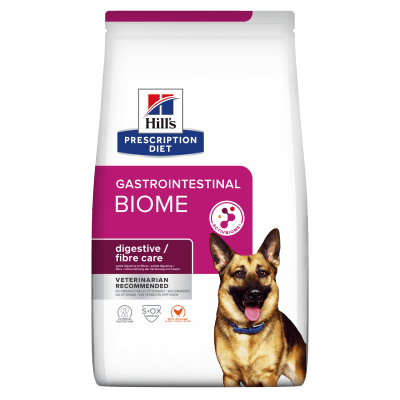 Hill's Prescription Diet Canine Gastrointestinal Biome - лечебна суха храна за кучета с храносмилателни разстройства, запек, колит, с пилешко