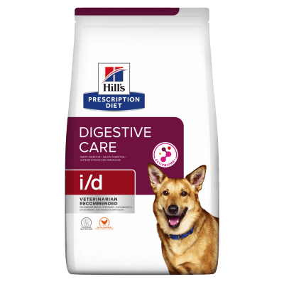 Hill's Prescription Diet Canine i/d AB+ - лечебна суха храна за кучета с храносмилателни разстройства и за възстановяване след операция, с пилешко