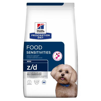 ﻿Hill's Prescription Diet Canine z/d Мini – лечебна суха храна за кучета с хранителни алергии, с високо хидролизиран животински протеин