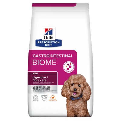 Hill's Prescription Diet Canine Gastrointestinal Biome Mini - лечебна суха храна за кучета с храносмилателни разстройства, запек, колит, малки и мини породи, с пилешко