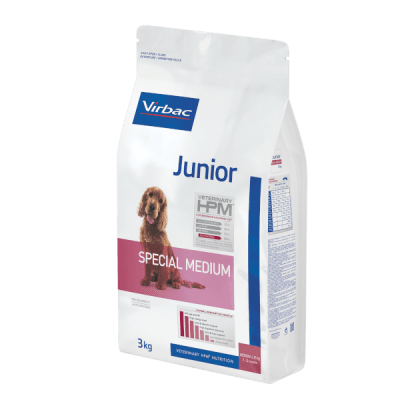 Virbac VETERINARY HPM Junior Dog Special Medium - пълноценна суха профилактична храна, без топлинна обработка за кучета от 7 м. до 12 м., средни породи