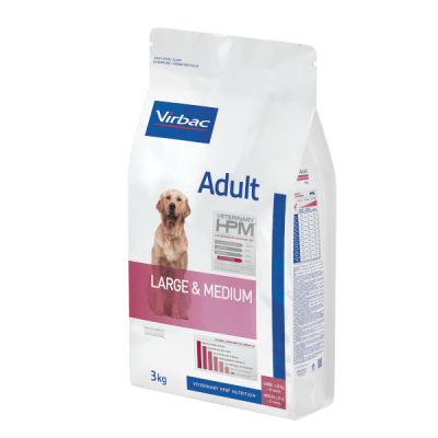 Virbac VETERINARY HPM Adult Dog Large & Medium - пълноценна суха профилактична храна, без топлинна обработка за кучета над 12 м., средни и едри породи