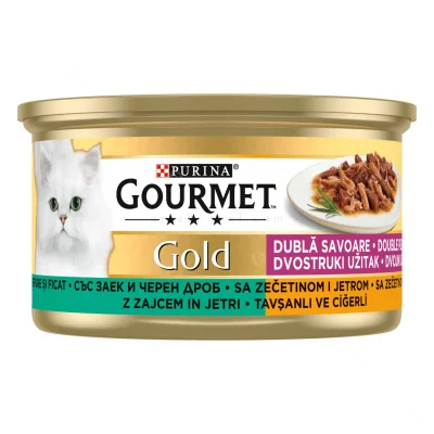 Purina Gourmet Gold - консерва за котки с два вкуса парченца в сос, различни видове, 24х85 г