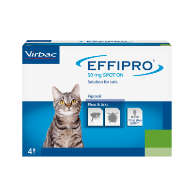 Virbac Effipro Spot-On | Ефипро - противопаразитни пипети за котки срещу бълхи и кърлежи, цена за кутия с 4 пипети