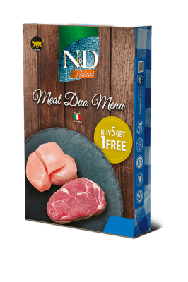 N&D Natural Meat Duo Menu - консерви за котки над 1 година, 2 вкуса: с пилешко и агнешко