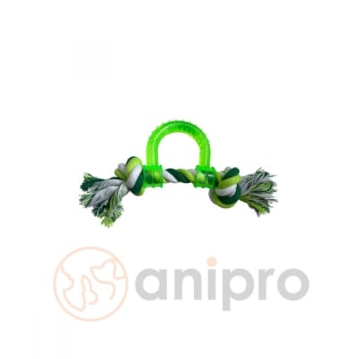 anipro Играчка въже с PVC бяло/зелено 30 см, 150-160 г