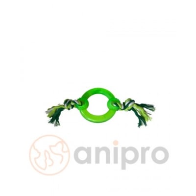 anipro Играчка въже с PVC кръг бяло/зелено 30 см, 115-125 г